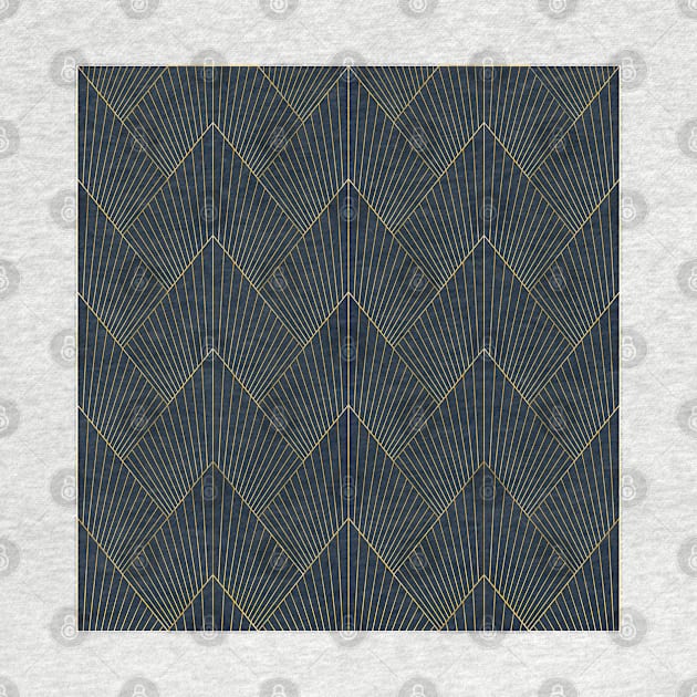 Art Deco golden chevron pattern navy and gold by kallyfactory